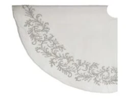 52" White & Silver Beaded Filigree Tree Skirt