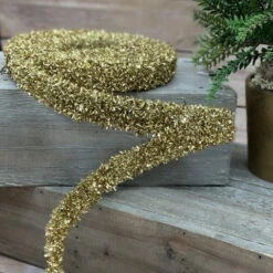 1" X 3 YD Gold Tinsel Garland Ribbon