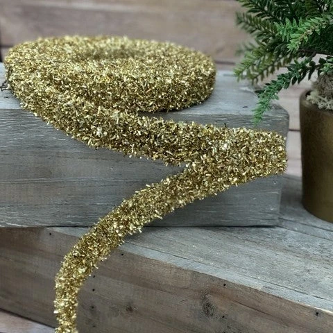 1" X 3 YD Gold Tinsel Garland Ribbon 1 1" X 3 YD Gold Tinsel Garland Ribbon