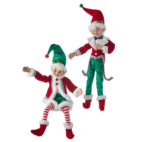 16" Red & Green Posable Elf Assorted Set Of 2 1 16" Red & Green Posable Elf Assorted Set Of 2