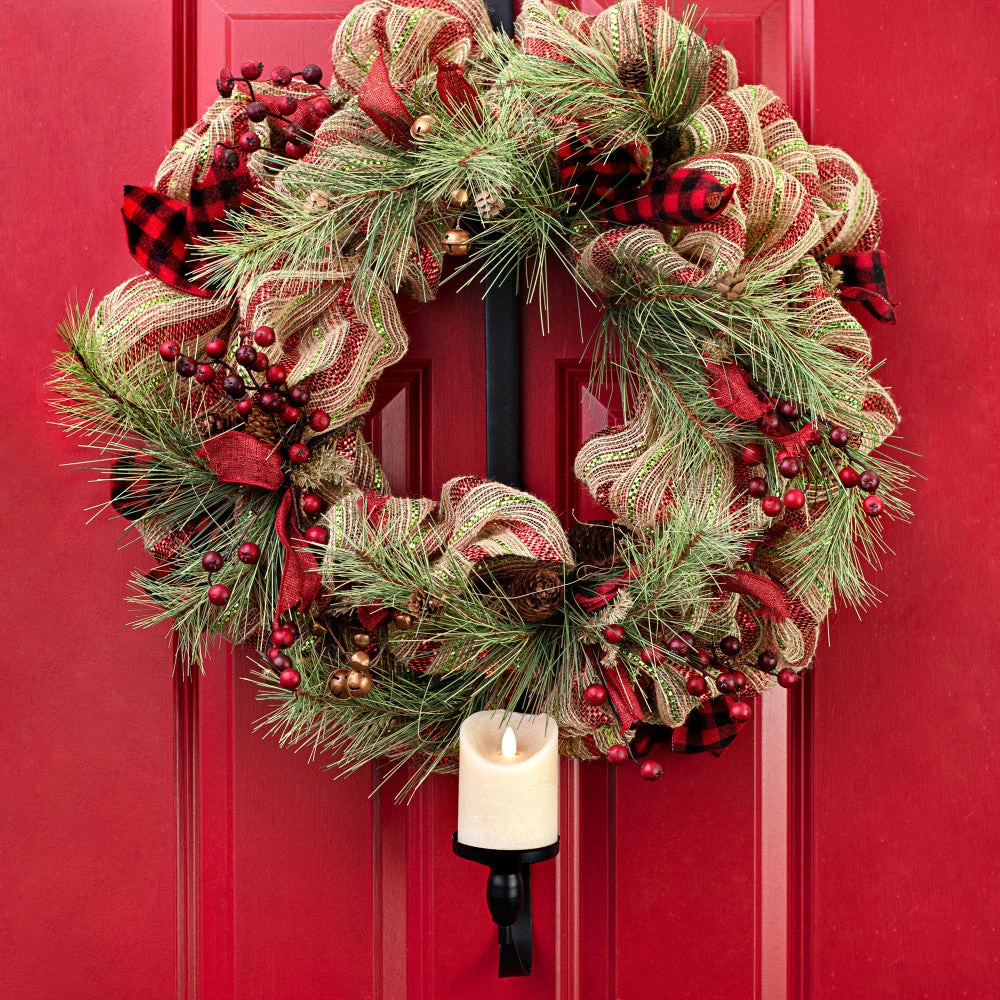 30.5" Over Door Wreath Hanger With Adjustable Candle Holder 2 30.5" Over Door Wreath Hanger With Adjustable Candle Holder - Image 2