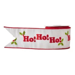 4" X 10 YD Ho Ho Ho Embroidered Ribbon
