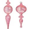 10" Pink Glass Finial Assorted Set Of 2