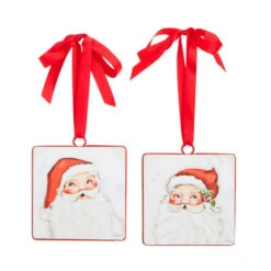 4" Santa Ornament Assorted Set Of 6