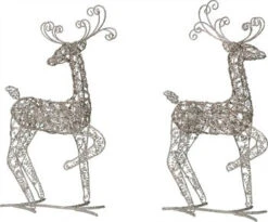 22" Standing Metal Reindeer Assorted Set Of 2