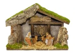 13" X 6" X 9" Stable With Holy Family