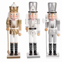 15" Gold & Silver Shiny Nutcracker Assorted Set Of 3