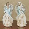 4" Aqua & Ivory Seaside Angels Assorted Set Of 2
