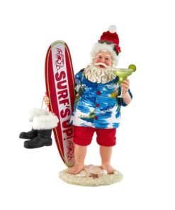 11" Beach Santa With Surfboard