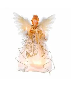 12" Light Ivory & Gold Angel Tree Topper