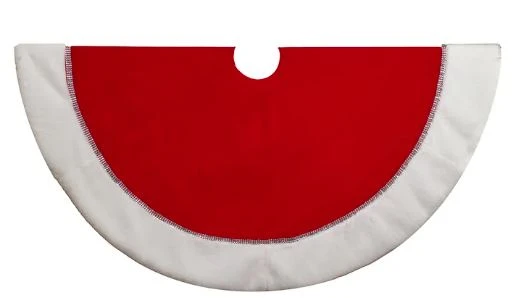 48" Red With White Border Tree Skirt 1 48" Red With White Border Tree Skirt