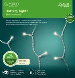 47 FT 192 LED Warm White Light Transparent Wire 8 Function Battery Operated -Christmas Decoration Shop 8717427546005C