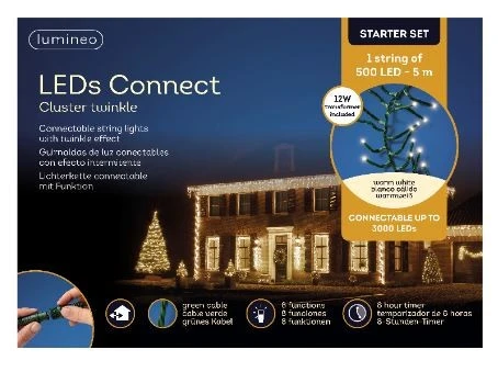 16 FT Cluster Starter Set Warm White With 1 String Of 500 LED Lights 2 16 FT Cluster Starter Set Warm White With 1 String Of 500 LED Lights - Image 2