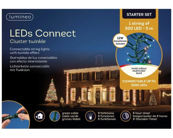 16 FT Cluster Starter Set Multicolor With 1 String Of 500 LED Lights 3 16 FT Cluster Starter Set Multicolor With 1 String Of 500 LED Lights - Image 3