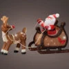 19" 90 LED Cool White Battery Operated Outdoor Santa Sleigh & Reindeer Acrylic