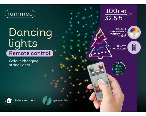65 FT 200 LED Dancing Warm White & Color Changing Green Wire With Remote Control 2 65 FT 200 LED Dancing Warm White & Color Changing Green Wire With Remote Control - Image 2