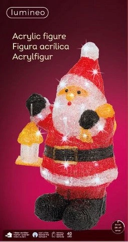 18.11" 40 LED Cool White Battery Operated Outdoor Santa Acrylic 2 18.11" 40 LED Cool White Battery Operated Outdoor Santa Acrylic - Image 2
