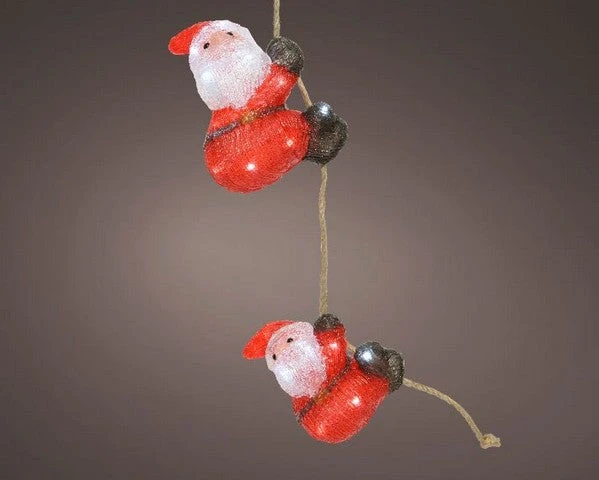 32" 30 LED Cool White Battery Operated Outdoor Santa On Rope Acrylic 1 32" 30 LED Cool White Battery Operated Outdoor Santa On Rope Acrylic