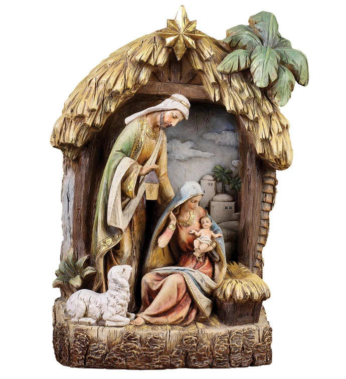 15.5" Holy Family In Creche 1 15.5" Holy Family In Creche
