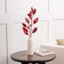 30" Icy Mini Pomegranate Leaf Spray Set Of 6 14 30" Icy Mini Pomegranate Leaf Spray Set Of 6 -Christmas Decoration Shop Christmasstoreflowersday2501251 2